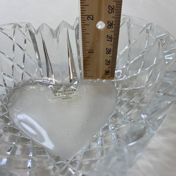 Christopher Stuart Heart Shaped Crystal Decorative Textured Candy Trinket Dish - Picture 8 of 8
